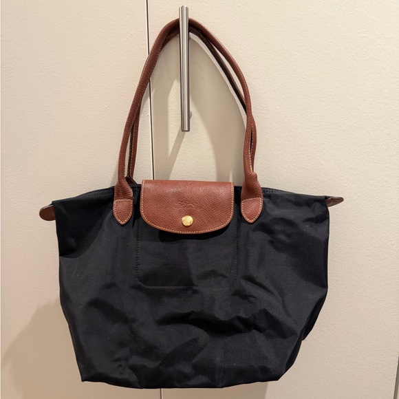 Longchamp Handbags - Longchamp Small Black and Brown Tote Bag
